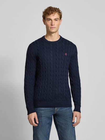 MCNEAL Slim fit gebreide pullover van puur katoen Donkerblauw - 4