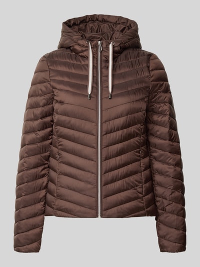 Produktfoto, braune Regular Fit Steppjacke mit Kapuzenkragen von Tom Tailor, glatte, gesteppte Textur, Damen Steppjacke von Tom Tailor
