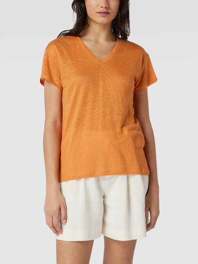 Weekend Max Mara T-Shirt aus Leinen mit V-Ausschnitt Orange 4