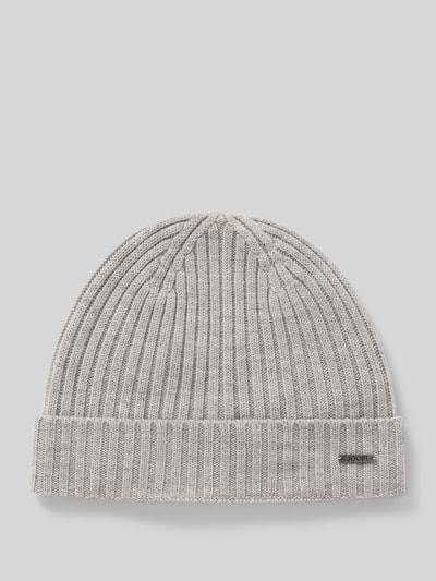 JOOP! Collection Beanie van wol met labeldetail, model 'FRANCIS' Middengrijs - 1