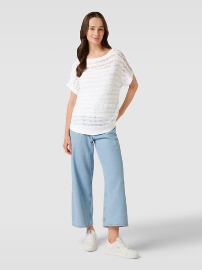 Lauren Ralph Lauren Strickshirt mit Lochmuster Modell 'AMOZIA' Weiss 1