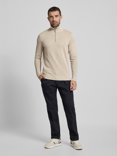 Marc O'Polo Regular Fit Troyer mit Ottoman-Struktur Offwhite 1