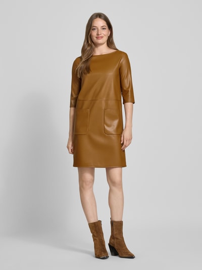 MM Smalle jurk in kunstleerlook Cognac - 1