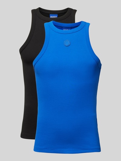 Hugo Blue Tanktop met labelstitching, model 'Giving' Koningsblauw - 1