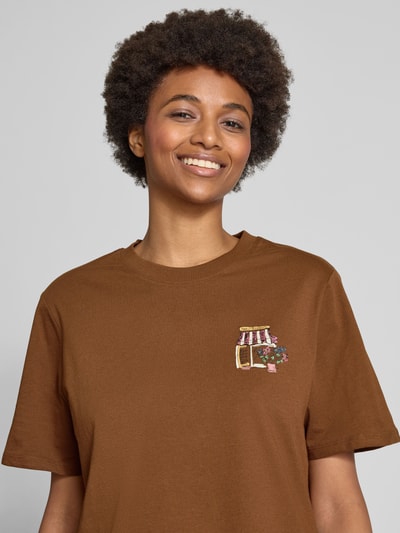 Marc O'Polo Denim T-Shirt mit Label-Print Mittelbraun 3