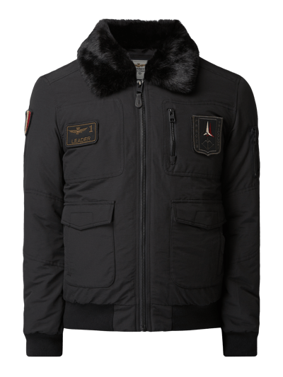 Aeronautica Militare Bomber mit Webpelzkragen Black 2