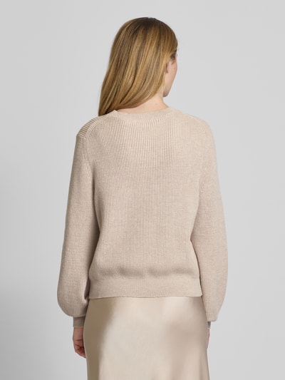 Christian Berg Woman Oversized Strickpullover aus Viskose-Mix mit Rundhalsausschnitt Metallic Beige Melange 5