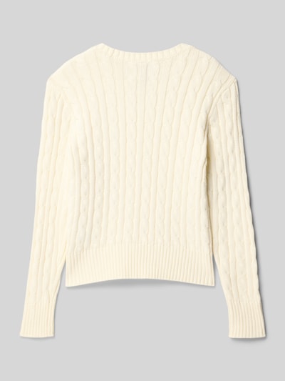 Polo Ralph Lauren Teens Sweter z dzianiny ze ściegiem warkoczowym i wyhaftowanym logo Biały 3