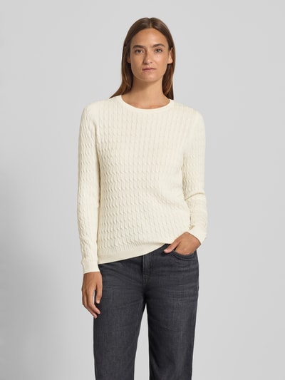 Christian Berg Woman Strickpullover mit Zopfmuster Offwhite 4