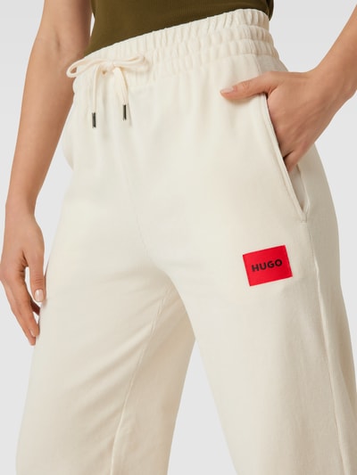 HUGO Regular fit broek van fluweel met labelpatch Offwhite - 3