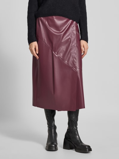 Oui Midirock in Leder-Optik im asymmetrischen Design Bordeaux 4
