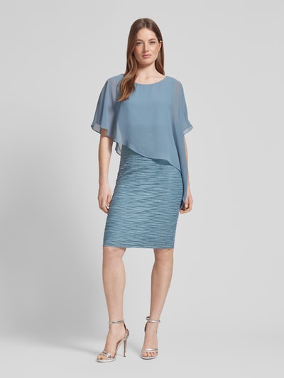 Swing Cocktailkleid mit asymmetrischem Cape Rauchblau 1