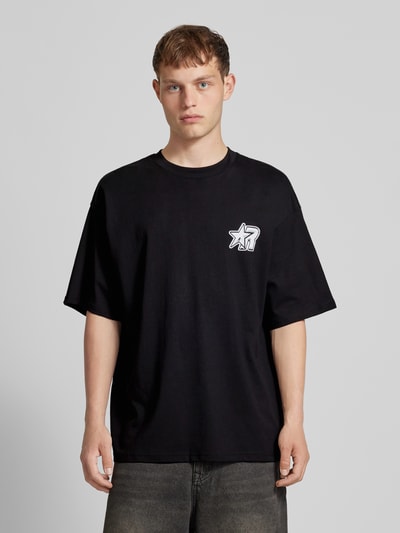 REVIEW Loose Fit T-Shirt mit Label-Print Black 4