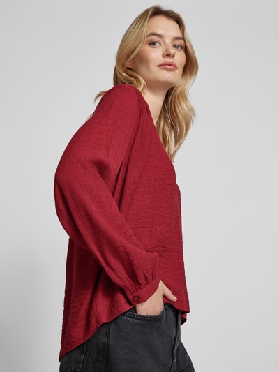 s.Oliver RED LABEL Bluzka o kroju relaxed fit z mieszanki wiskozy z marszczonymi detalami Czerwony 3