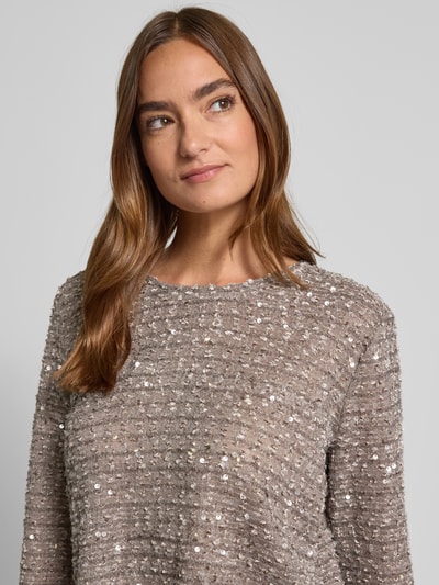 Jake*s Collection Blusenshirt mit Pailletten Mittelgrau Melange 3