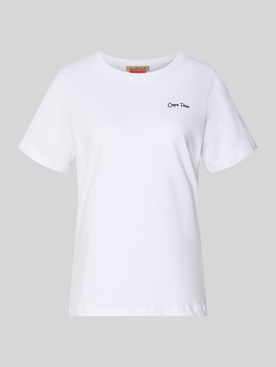 Produktfoto, t-shirt z nadrukiem z napisem i okrągłym dekoltem T-Shirt mit Statement-Print und Rundhalsausschnitt von Smith and Soul, damski t-shirt z bawełny, krój regular fit, długość tyłu w rozmiarze S: 59 cm