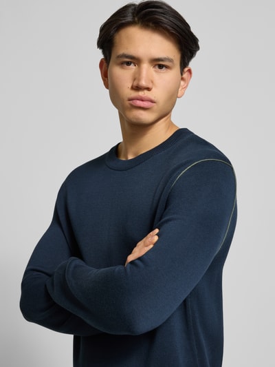 Marc O'Polo Denim Regular fit gebreide pullover van katoenmix Marineblauw - 3