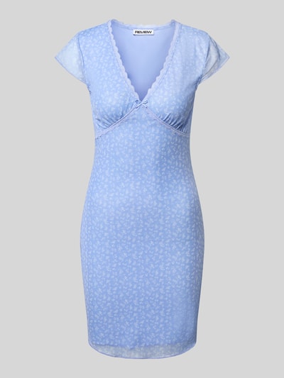 Review Minikleid mit V-Auschnitt Bleu 2