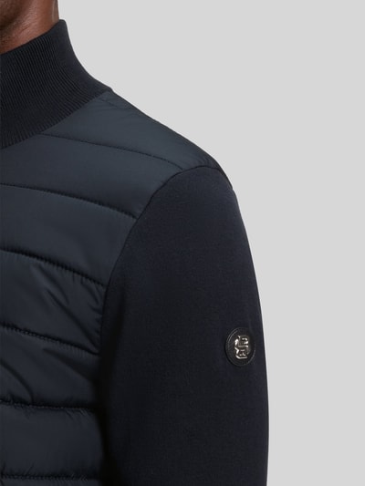 BOSS Regular fit sweatjack met doorgestikte voorkant, model 'HERNESTO' Marineblauw - 6