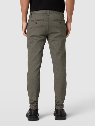 Only & Sons Tapered fit stoffen broek met visgraatmotief Olijfgroen - 5