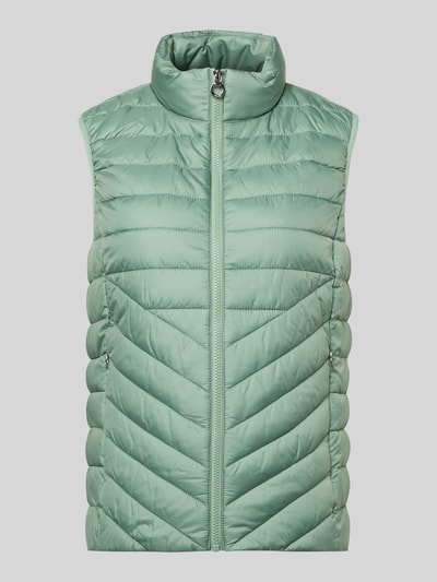 Productfoto, Regular Fit Steppweste mit Reißverschlusstaschen van s.Oliver RED LABEL, effen lichtgroen, staande kraag, doorgestikt, met ritszakken, reistas inbegrepen