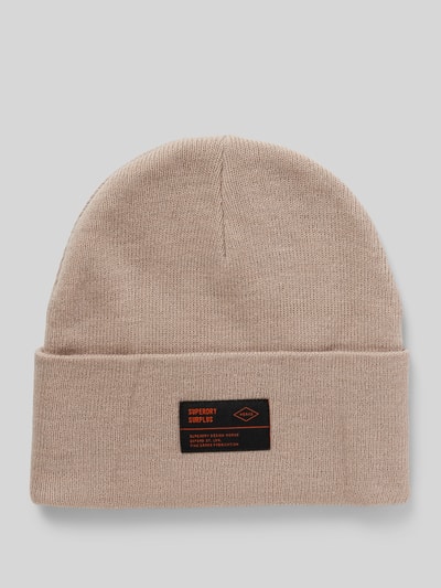 Superdry Beanie met labelpatch, model 'WORKWEAR' Lichtgrijs - 1