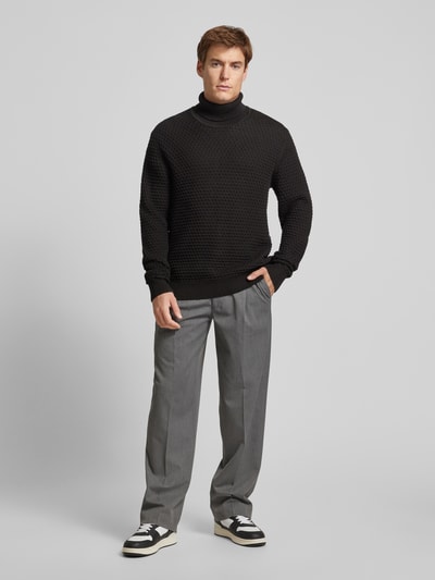 Casual Friday Coltrui met labeldetail, model 'Karl' Zwart - 1