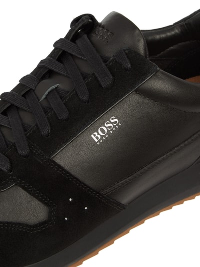 BOSS Sneaker van suède en glad leer, model 'Sonic' Zwart - 2