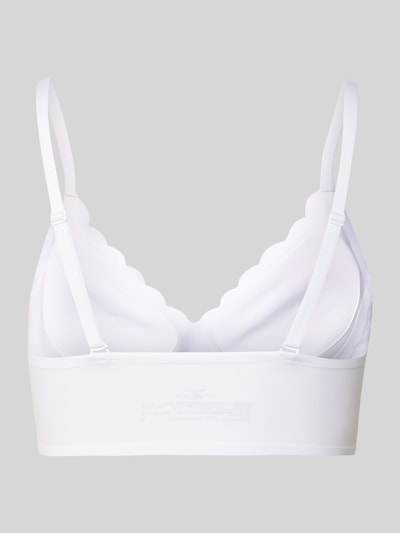 Produktfoto, weißes Bustier mit herausnehmbaren Cups von Skiny, V-Ausschnitt, Stretch-Material, verstellbare Träger, körpernahe Passform