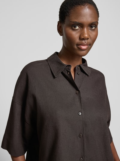 DRYKORN Relaxed Fit Bluse aus Leinen-Viskose-Mix Schoko 3