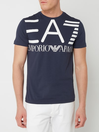 Ea7 Emporio Armani T Shirt Mit Gummiertem Logo Print Dunkelblau