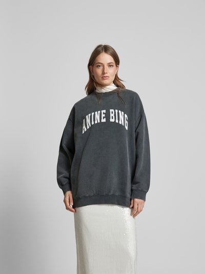 Anine Bing Oversized Sweatshirt mit Label-Print Black 4