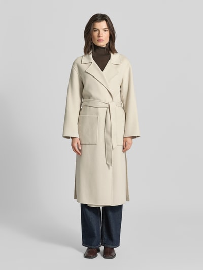 OAKWOOD Lange jas van lanawolmix met strikceintuur, model 'ALLEGORIA' Beige - 4