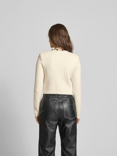 Self-Portrait Cropped Strickjacke mit Knopfleiste Ecru 5