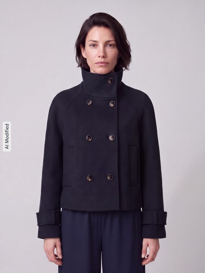 Jake*s Casual Overhemdjack met hoge opstaande kraag Donkerblauw - 4