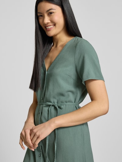 Vero Moda Loose fit mini-jurk van een mix van viscose en linnen, model 'MYMILO' Lindegroen - 3