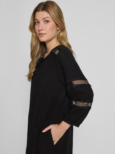 FREE/QUENT Knielange linnen jurk van een mix van linnen en viscose, model 'Laluna' Zwart - 3