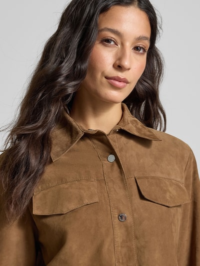 MAX&Co. Regular Fit Lederjacke aus echtem Ziegenleder Modell 'STALLO' Hazel 3