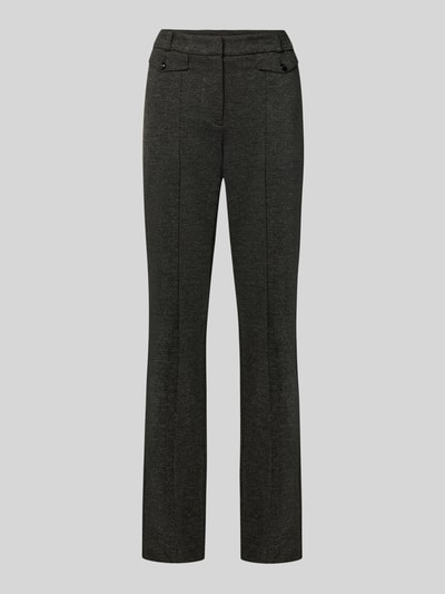 Produktfoto, Ausgestellte schmale Hose aus Viskose-Mix Modell 'Fleur' von CAMBIO in dunklem Grau mit feiner Struktur, Damen Schmale Hose von CAMBIO