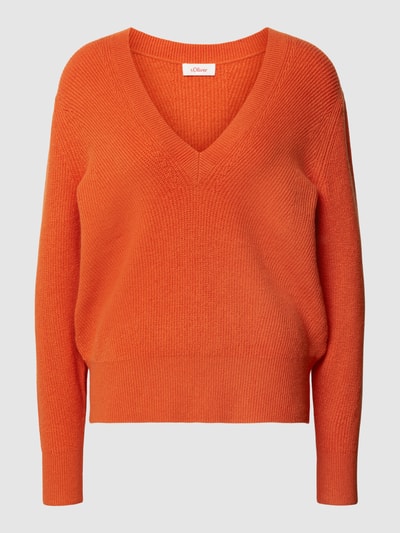 s.Oliver RED LABEL Strickpullover mit V-Ausschnitt Orange 2