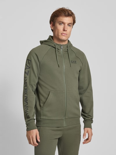 EA7 Emporio Armani Sweatjacke mit Logo-Prints und Kapuze Oliv 4