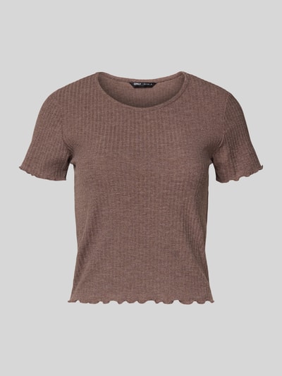 Only Slim fit T-shirt met viscose, model 'EMMA' Middenbruin - 2