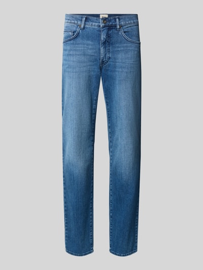 Produktfoto, blaue Straight Fit Jeans aus Baumwoll-Mix Modell 'Cadiz' von Brax, dezente Washed-Optik, Herren Straight Fit Jeans von Brax