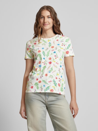 Jake*s Casual T-Shirt mit floralem Print Offwhite 4