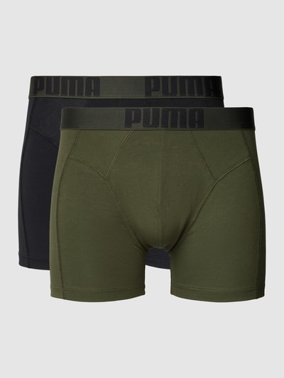 PUMA Boxershorts mit elastischem Logo-Bund im 2er-Pack Oliv 1