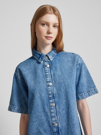 Pieces Knielanges Jeanskleid mit Knopfleiste Jeansblau 3