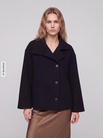 ARMEDANGELS Loose Fit Kurzmantel aus Wolle Modell 'MAJELAA WOOL' Black 4