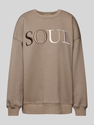 Smith and Soul Oversized Sweatshirt mit Label-Stitching Taupe 2