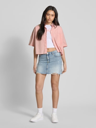 Review Boxy fit overhemdblouse met borstzak Roze - 1