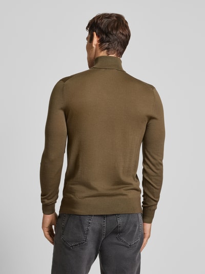 Tiger Of Sweden Gebreide pullover van wol met col, model 'Neville' Olijfgroen - 5